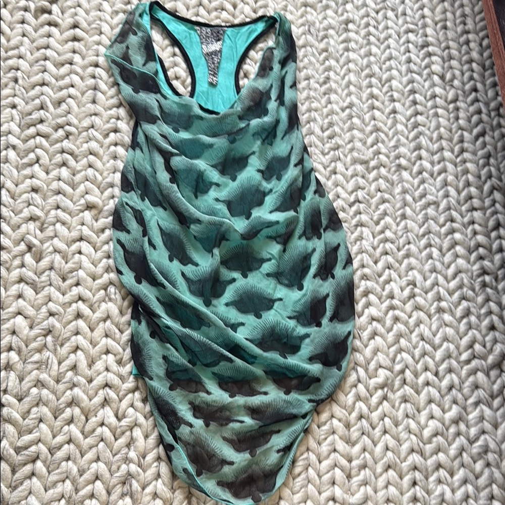 Green and Black Women's Silk top